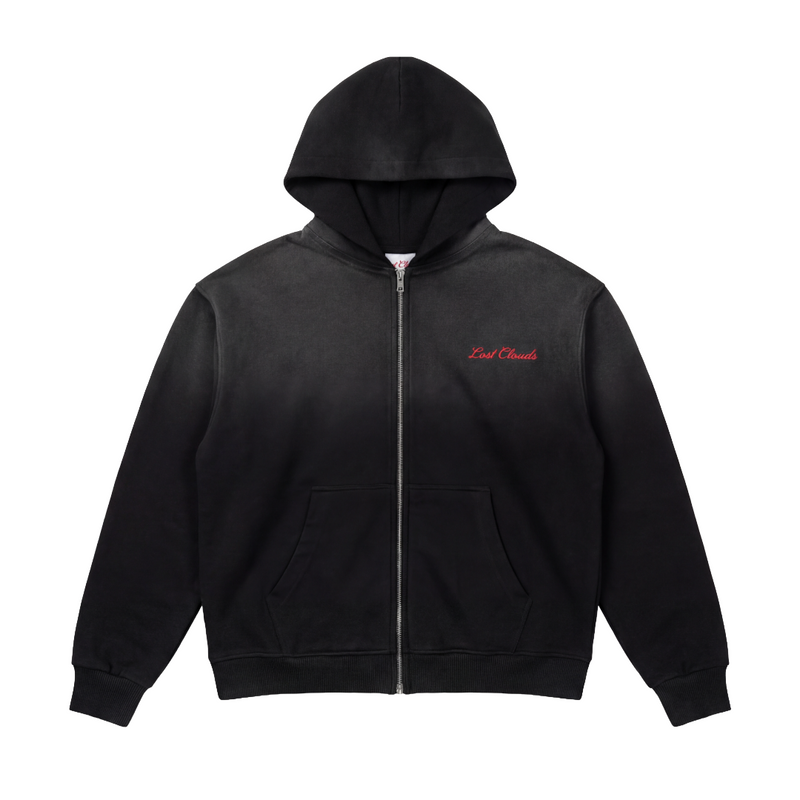 Lost Cloud - Faded Black Double-Zip Hoodie | Lost Days x Cloud 9